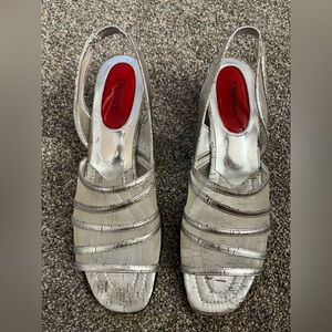 J.Renee Metallic Silver Slingback Sandals